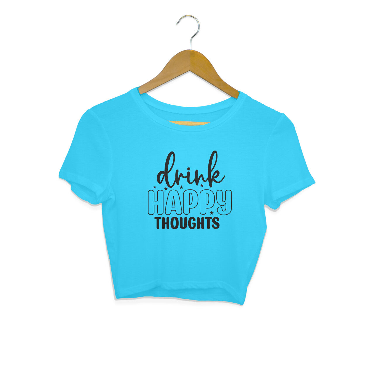 Women's Drink Happy Thoughts Graphics Printed Crop Tops Secondary image