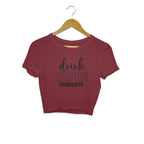 Women's Drink Happy Thoughts Graphics Printed Crop Tops