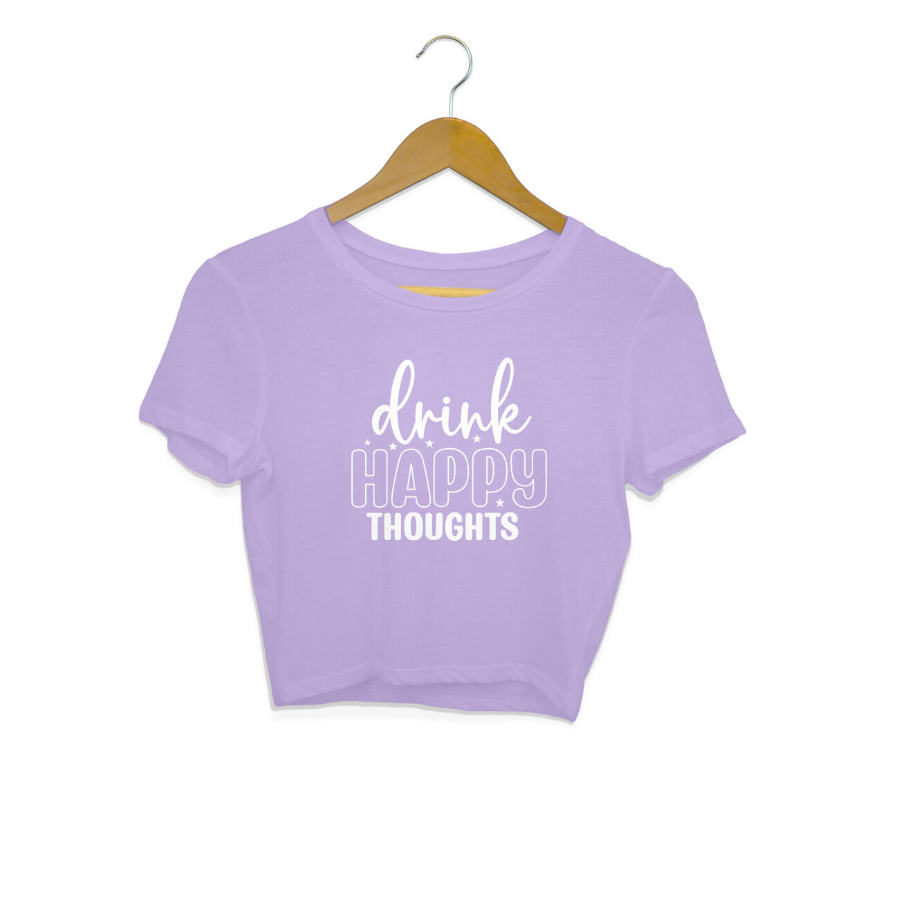 Women's Drink Happy Thoughts Graphics Printed Crop Tops