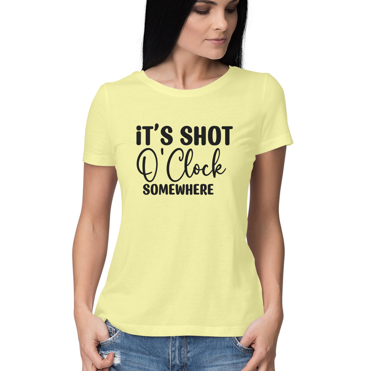 Women's It's Shot 0' Clock Somewhere Graphics Printed T-Shirt
