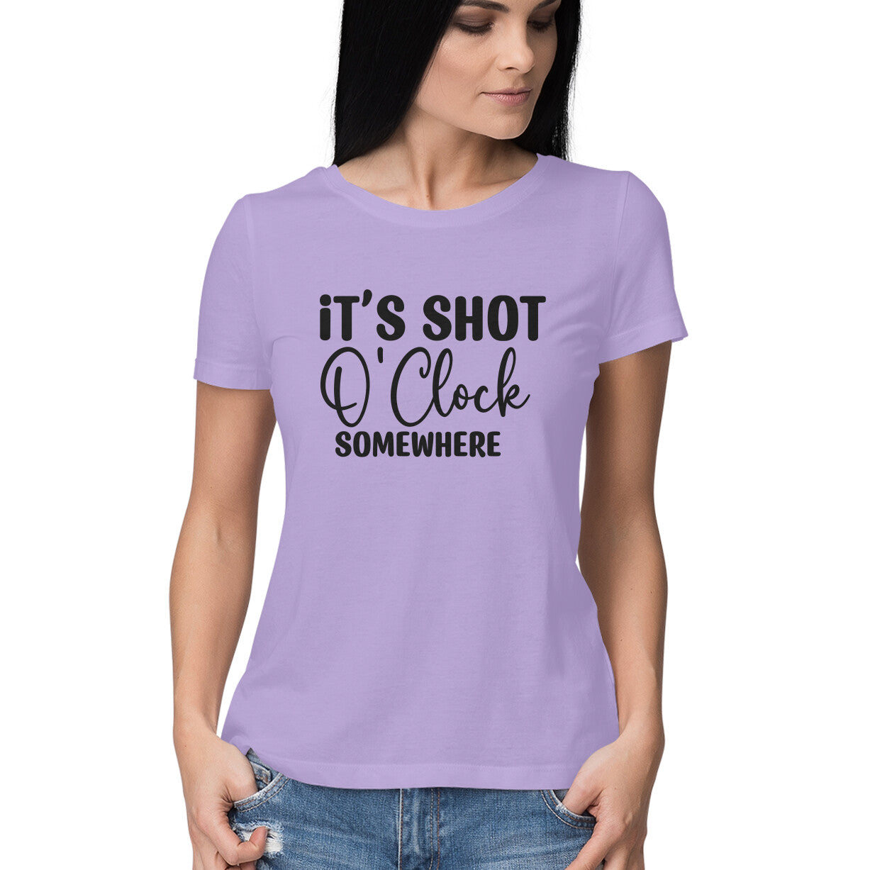 Women's It's Shot 0' Clock Somewhere Graphics Printed T-Shirt