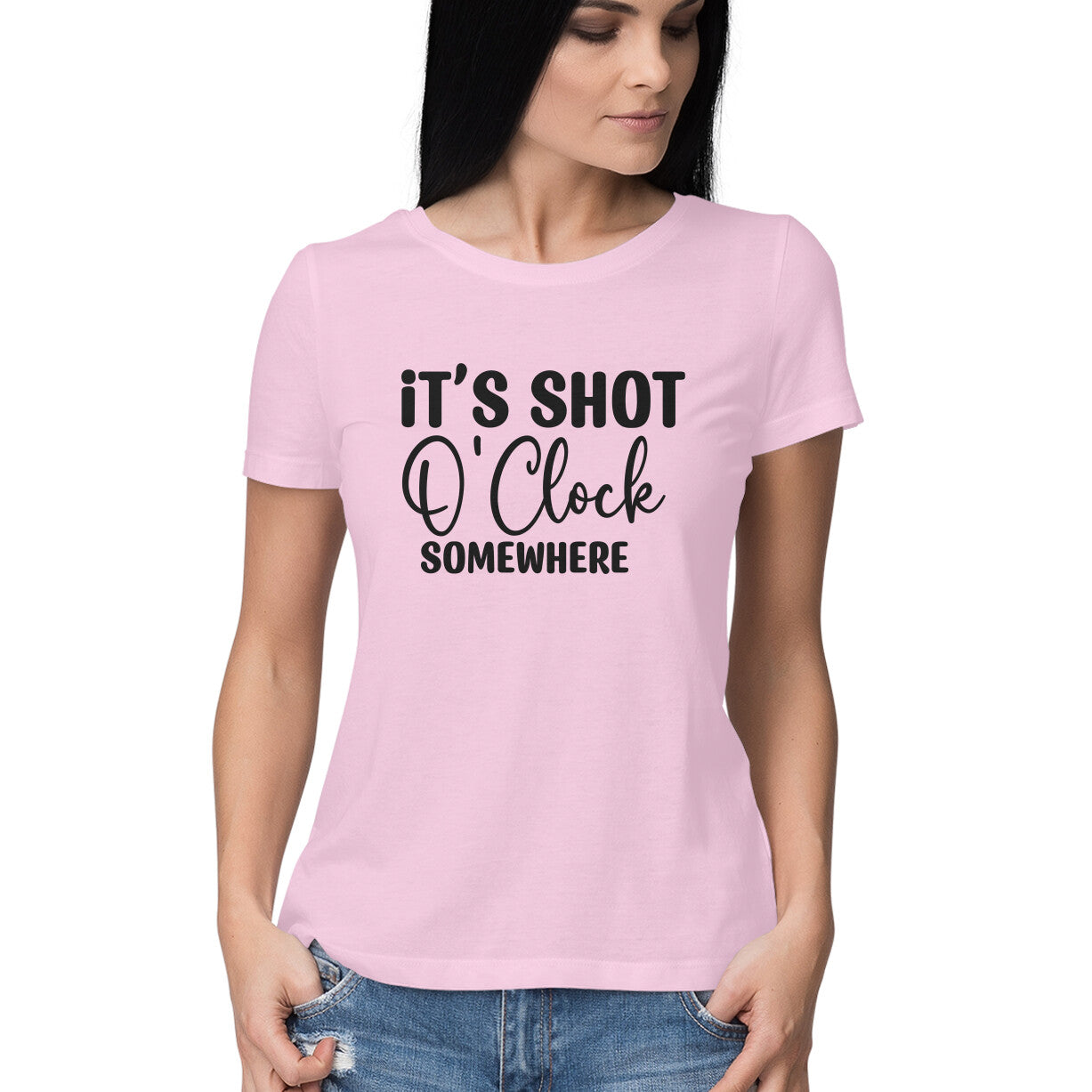 Women's It's Shot 0' Clock Somewhere Graphics Printed T-Shirt