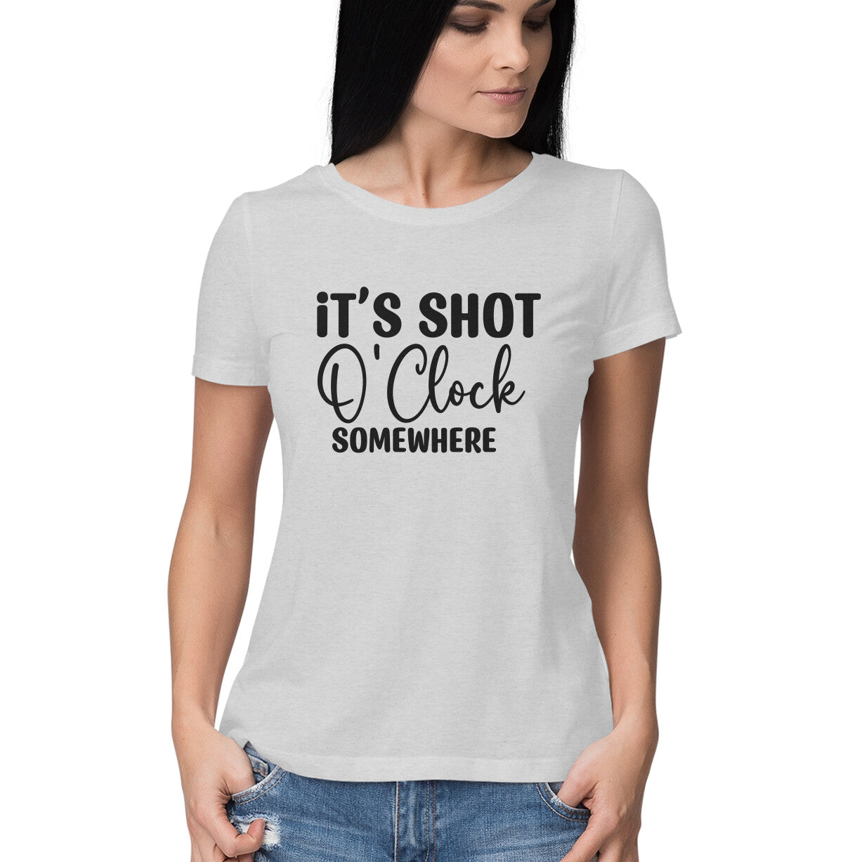 Women's It's Shot 0' Clock Somewhere Graphics Printed T-Shirt