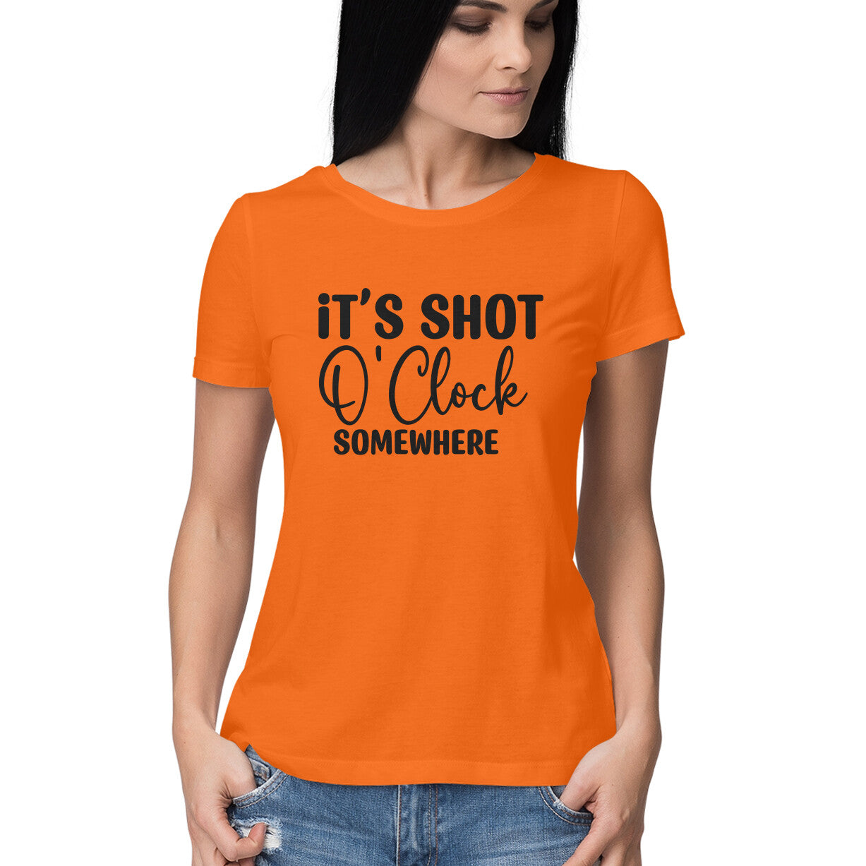 Women's It's Shot 0' Clock Somewhere Graphics Printed T-Shirt