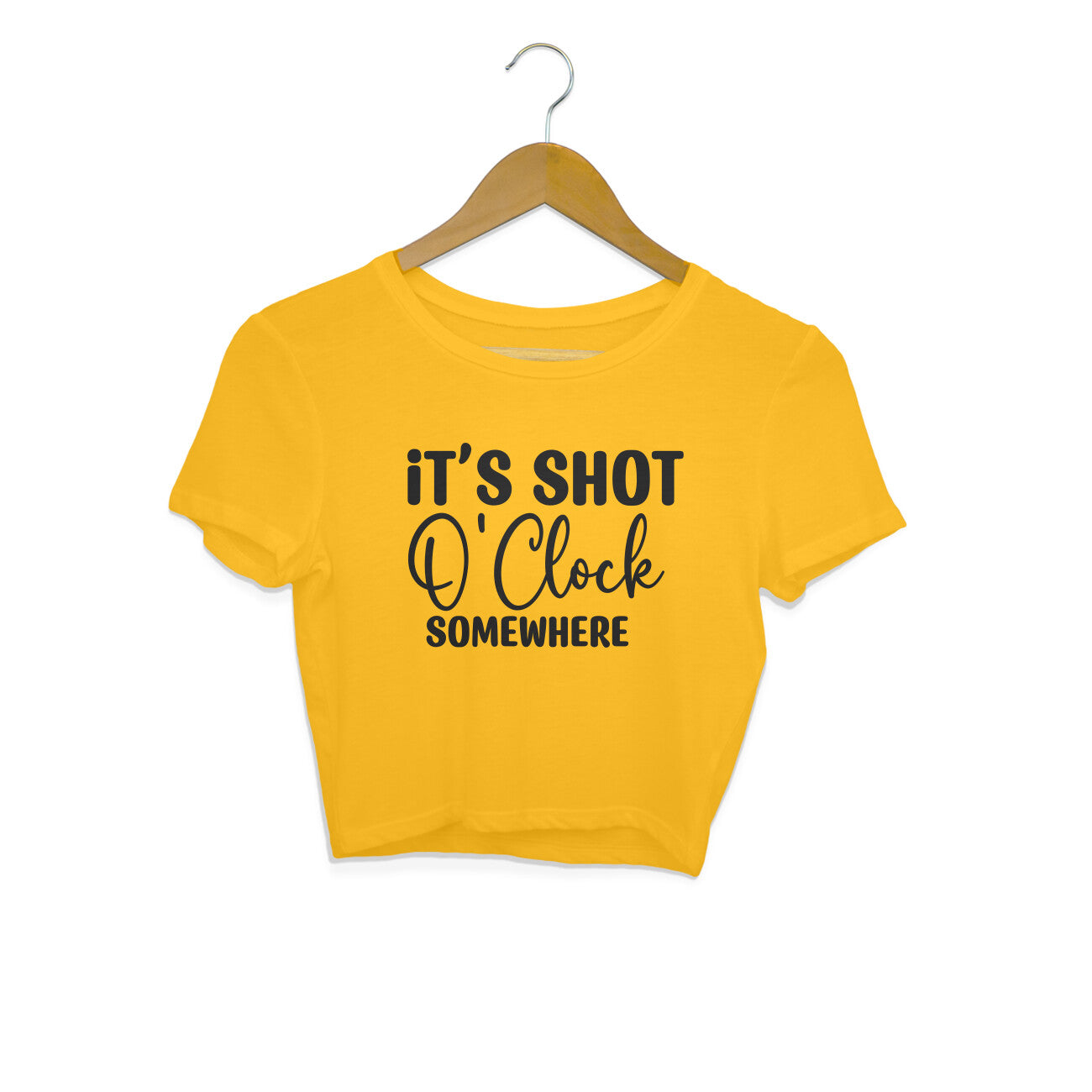 Women's It's Shot O' Clock Somewhere Graphics Printed Crop Tops