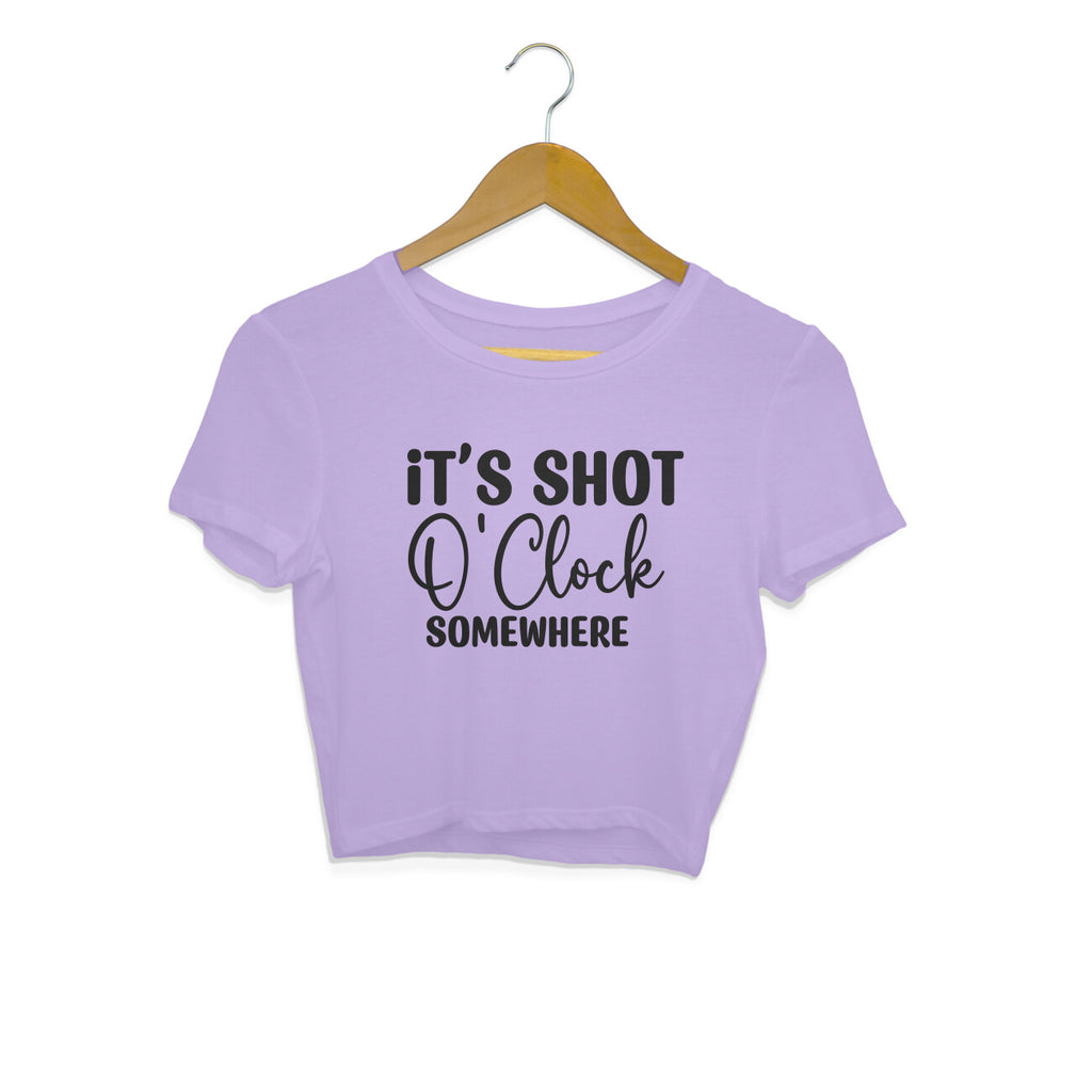 Women's It's Shot O' Clock Somewhere Graphics Printed Crop Tops