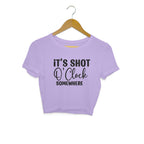 Women's It's Shot O' Clock Somewhere Graphics Printed Crop Tops