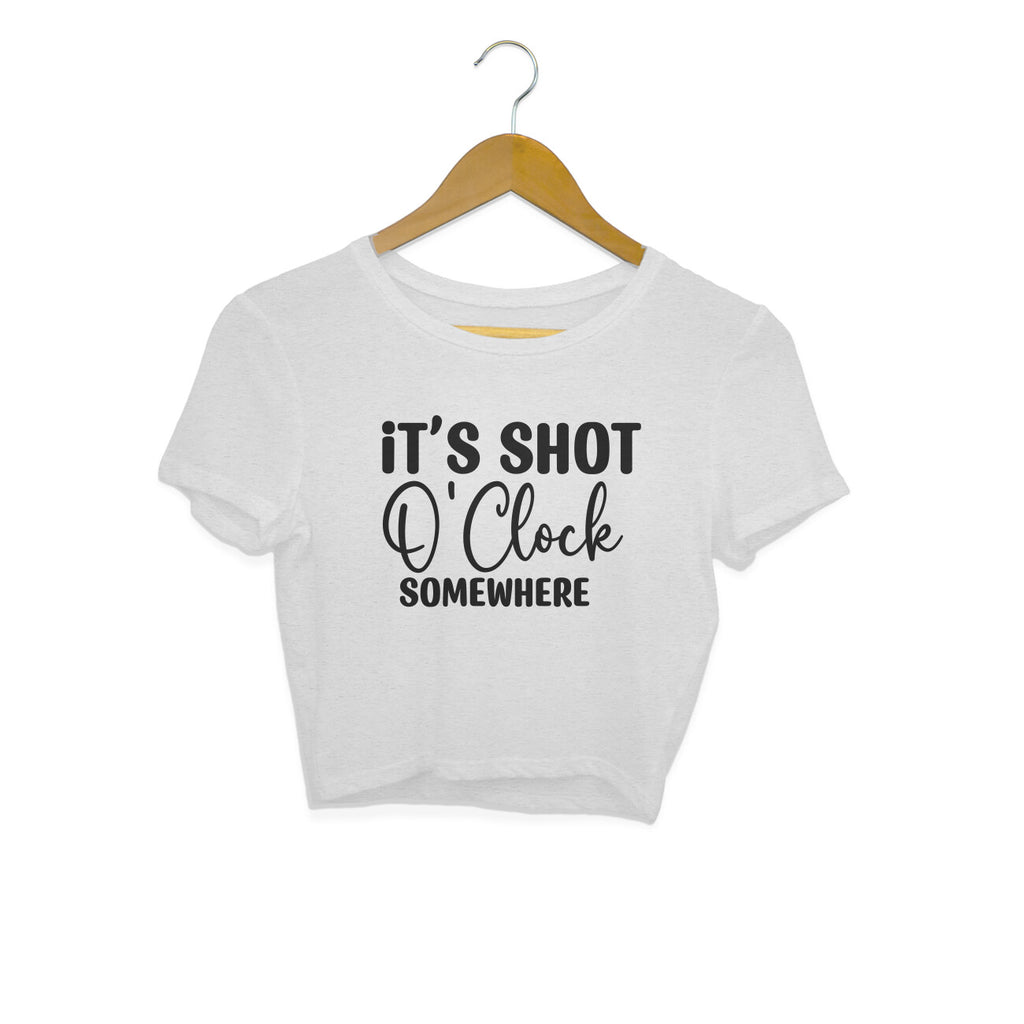 Women's It's Shot O' Clock Somewhere Graphics Printed Crop Tops
