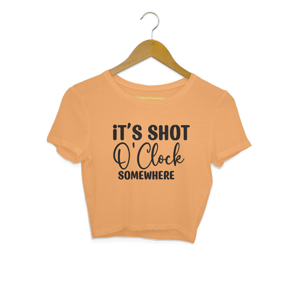 Women's It's Shot O' Clock Somewhere Graphics Printed Crop Tops