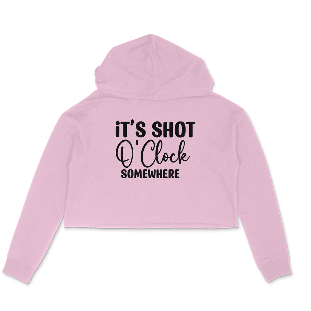 Women's It's Shot O' Clock Somewhere Graphics Printed Crop Hoodies