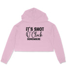 Women's It's Shot O' Clock Somewhere Graphics Printed Crop Hoodies