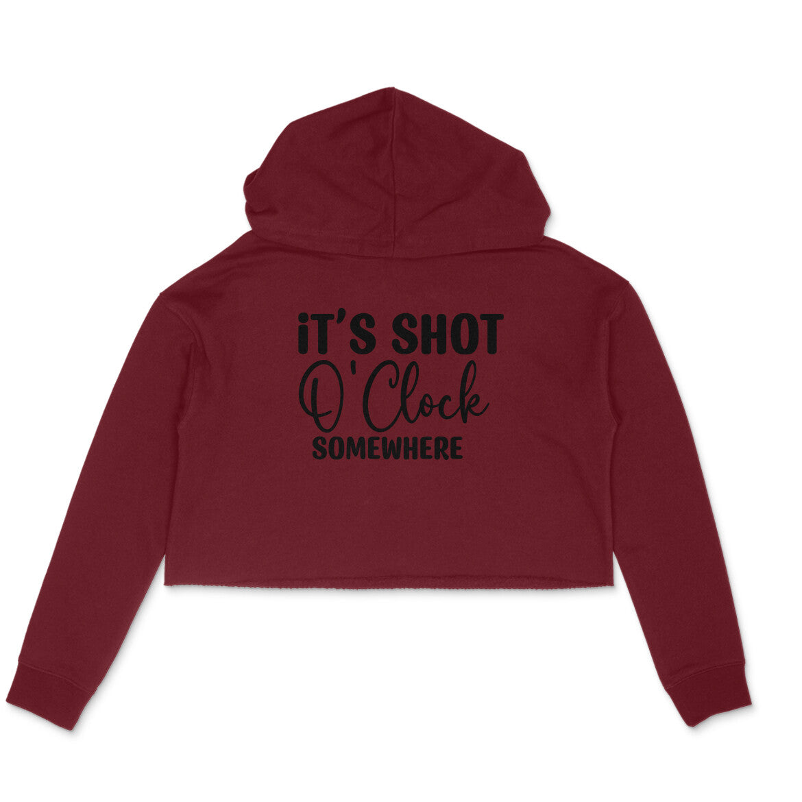 Women's It's Shot O' Clock Somewhere Graphics Printed Crop Hoodies