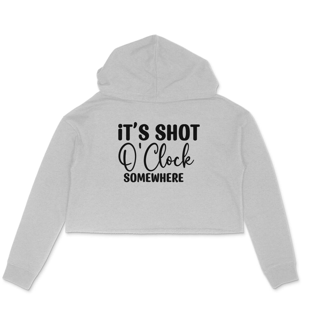 Women's It's Shot O' Clock Somewhere Graphics Printed Crop Hoodies