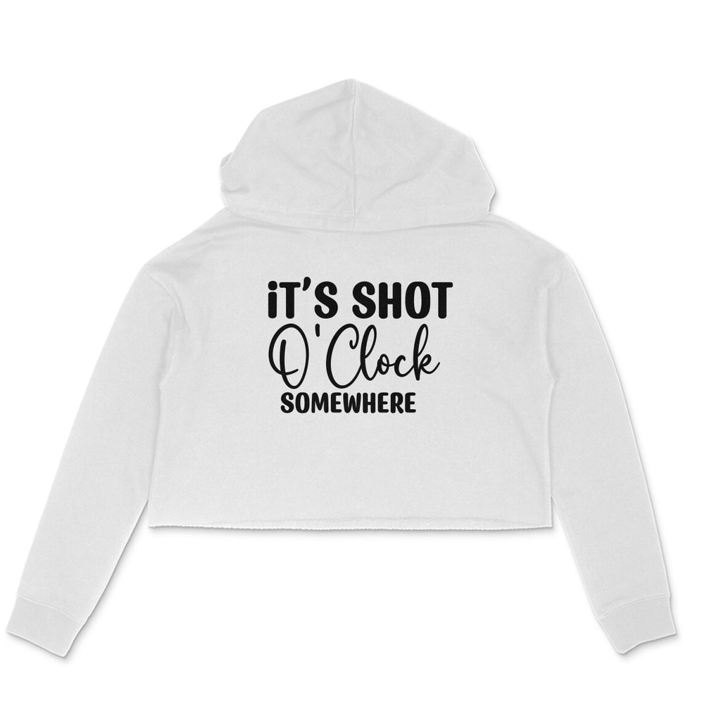 Women's It's Shot O' Clock Somewhere Graphics Printed Crop Hoodies