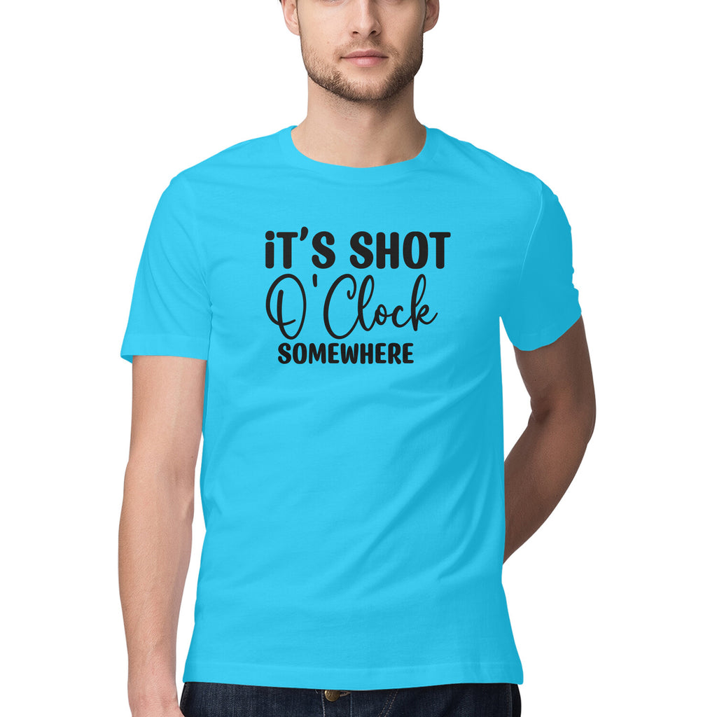 Men's It's Shot O' Clock Somewhere Design Printed T-Shirt