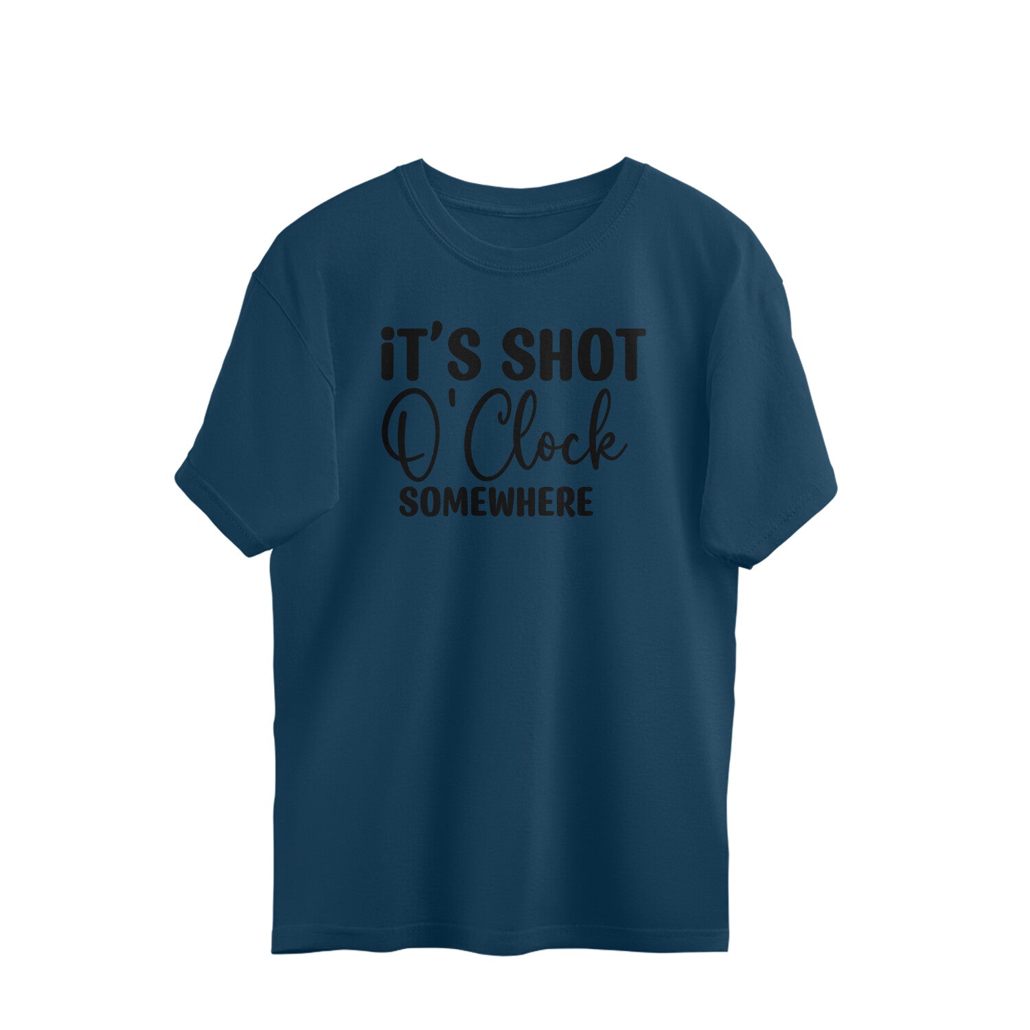 Men's It's Shot O' Clock Somewhere Design Printed Oversized T-Shirt Secondary image