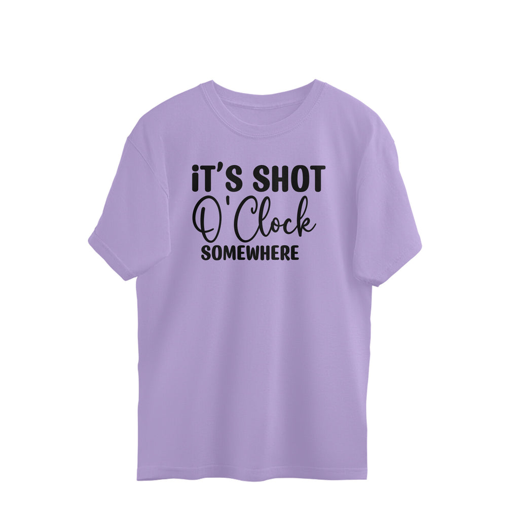 Men's It's Shot O' Clock Somewhere Design Printed Oversized T-Shirt
