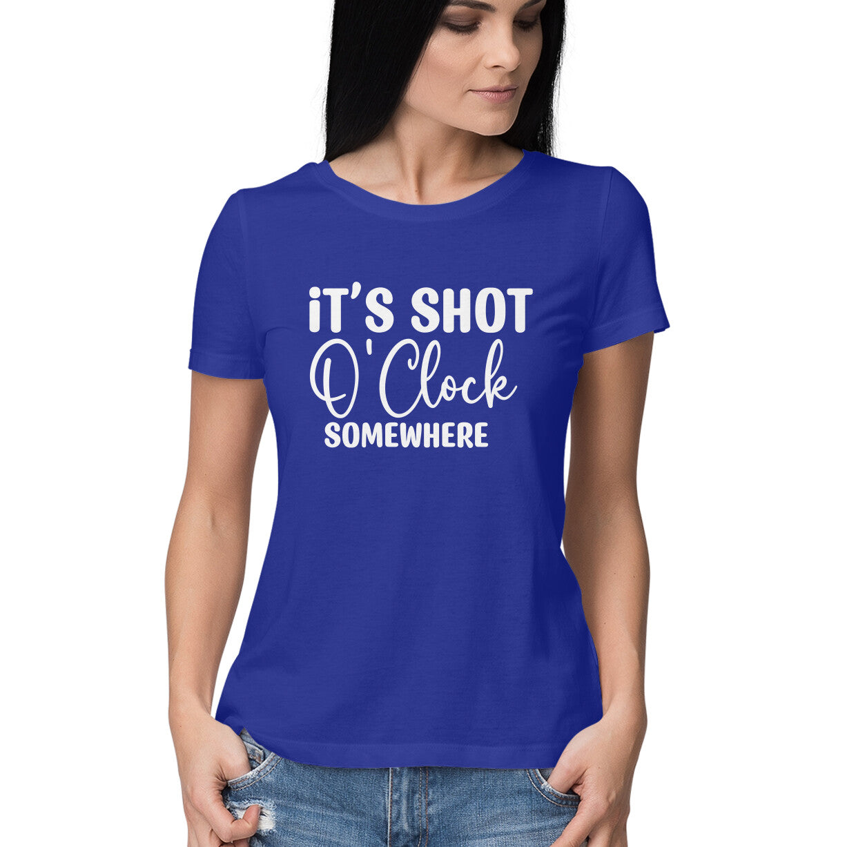 Women's It's Shot O' Clock Somewhere Graphics Printed T-Shirt