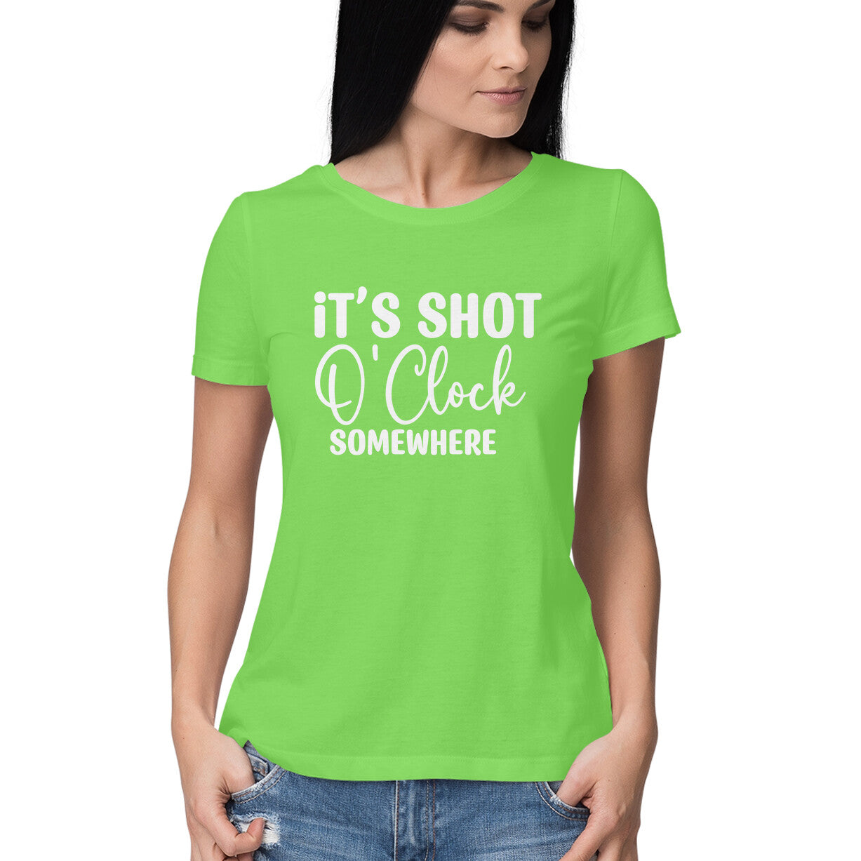 Women's It's Shot O' Clock Somewhere Graphics Printed T-Shirt
