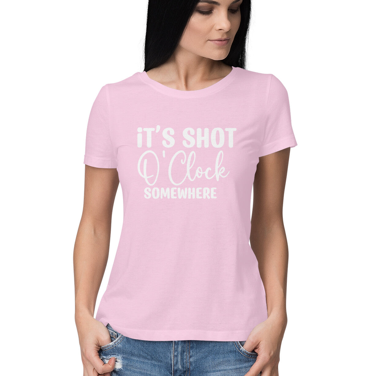 Women's It's Shot O' Clock Somewhere Graphics Printed T-Shirt