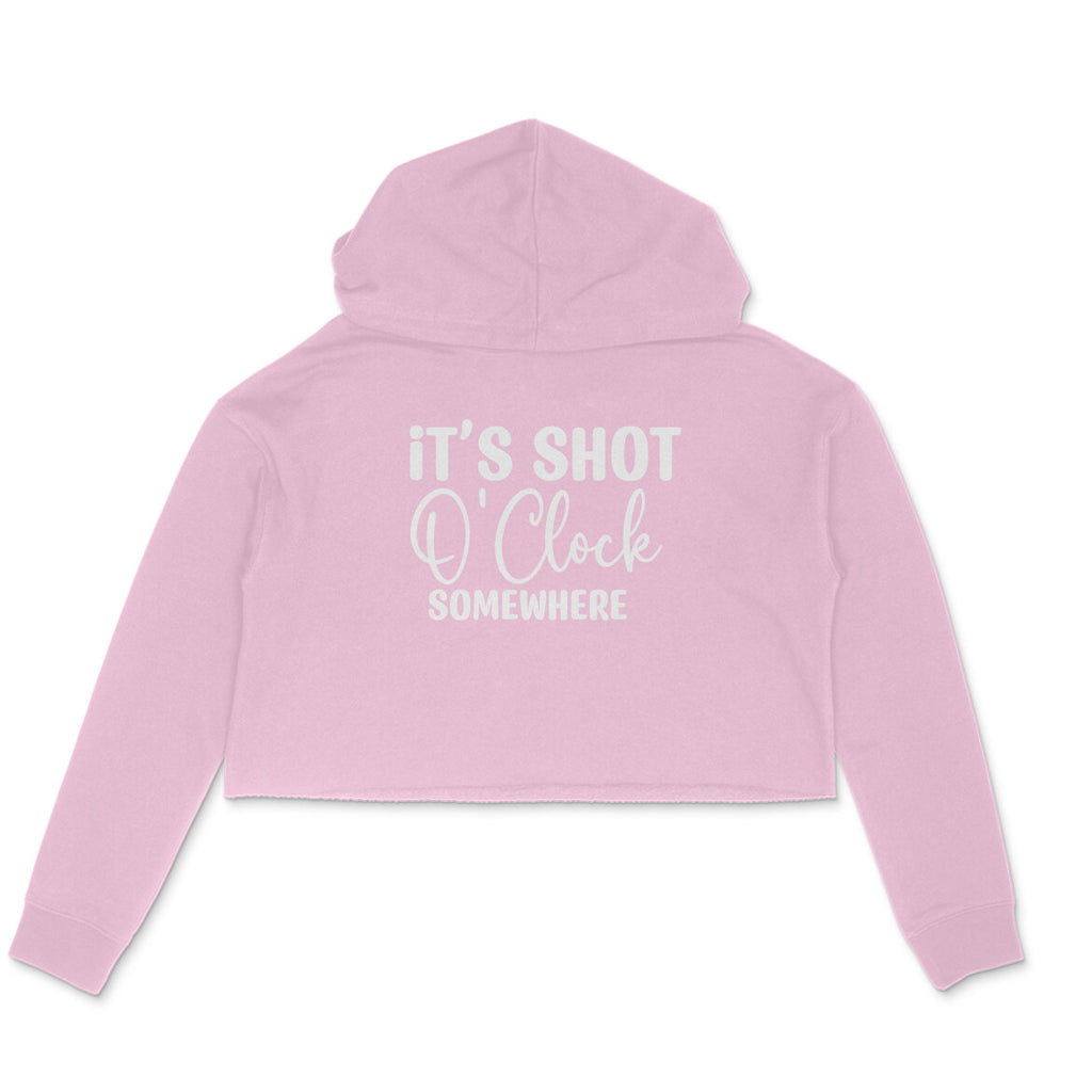 Women's It's Shot O' Clock Somewhere Graphics Printed Crop Hoodies