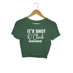 Women's It's Shot O' Clock Somewhere Graphics Printed Crop Tops