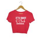 Women's It's Shot O' Clock Somewhere Graphics Printed Crop Tops
