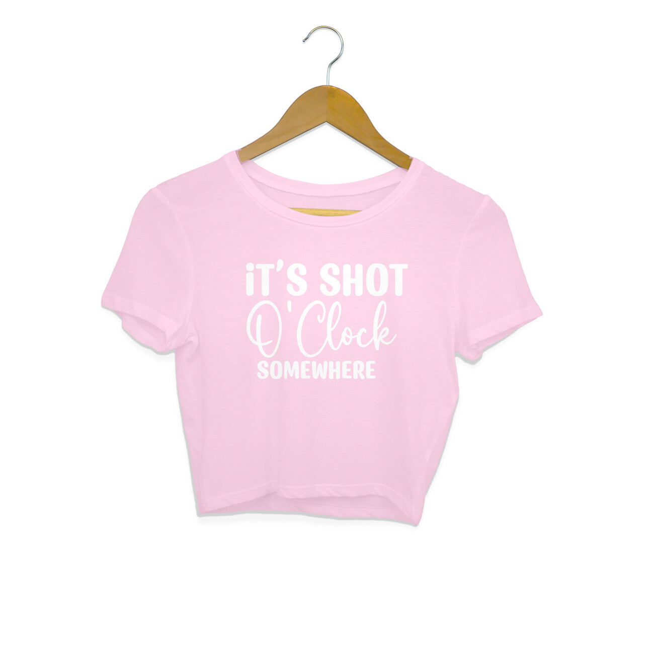 Women's It's Shot O' Clock Somewhere Graphics Printed Crop Tops