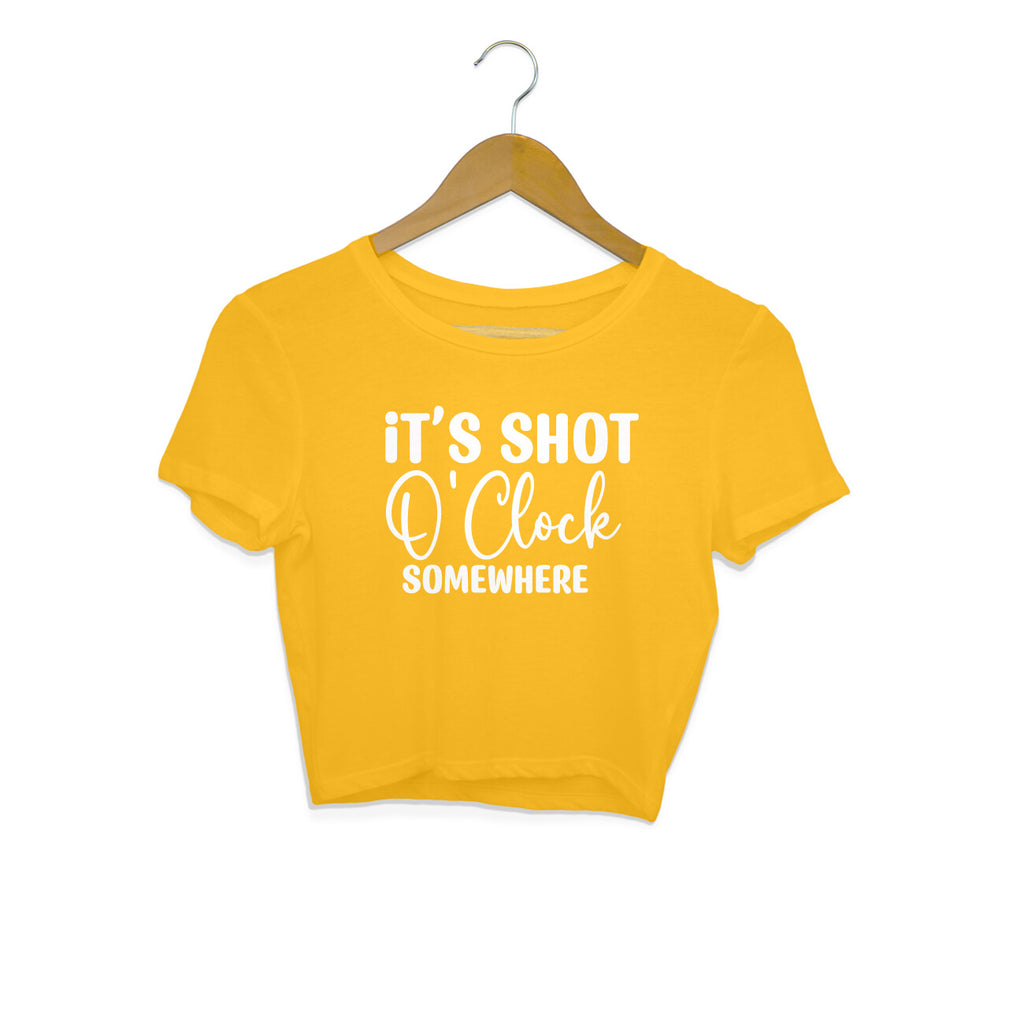 Women's It's Shot O' Clock Somewhere Graphics Printed Crop Tops