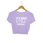 Women's It's Shot O' Clock Somewhere Graphics Printed Crop Tops
