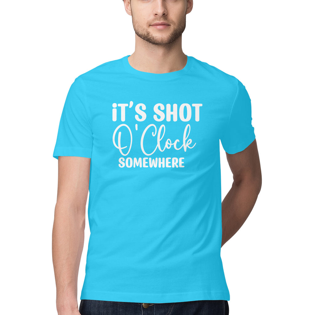 Men's It's Shot O' Clock Somewhere Design Printed T-Shirt