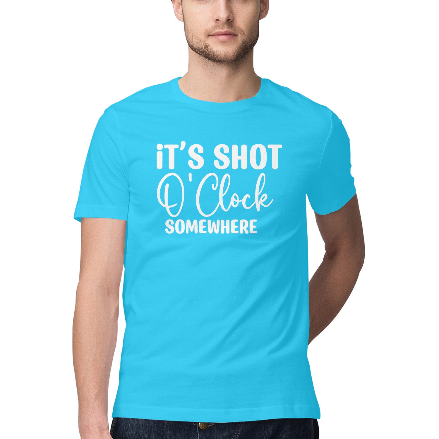 Men's It's Shot O' Clock Somewhere Design Printed T-Shirt