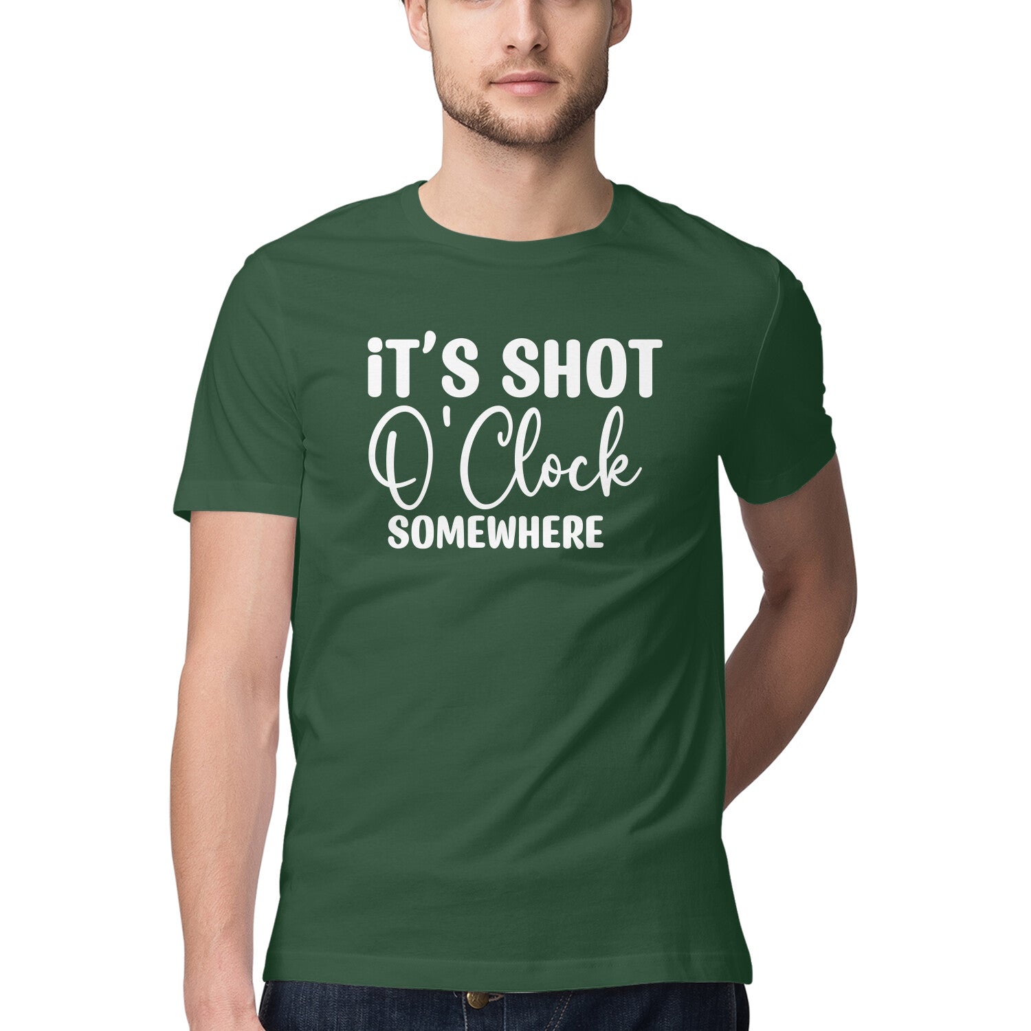 Men's It's Shot O' Clock Somewhere Design Printed T-Shirt