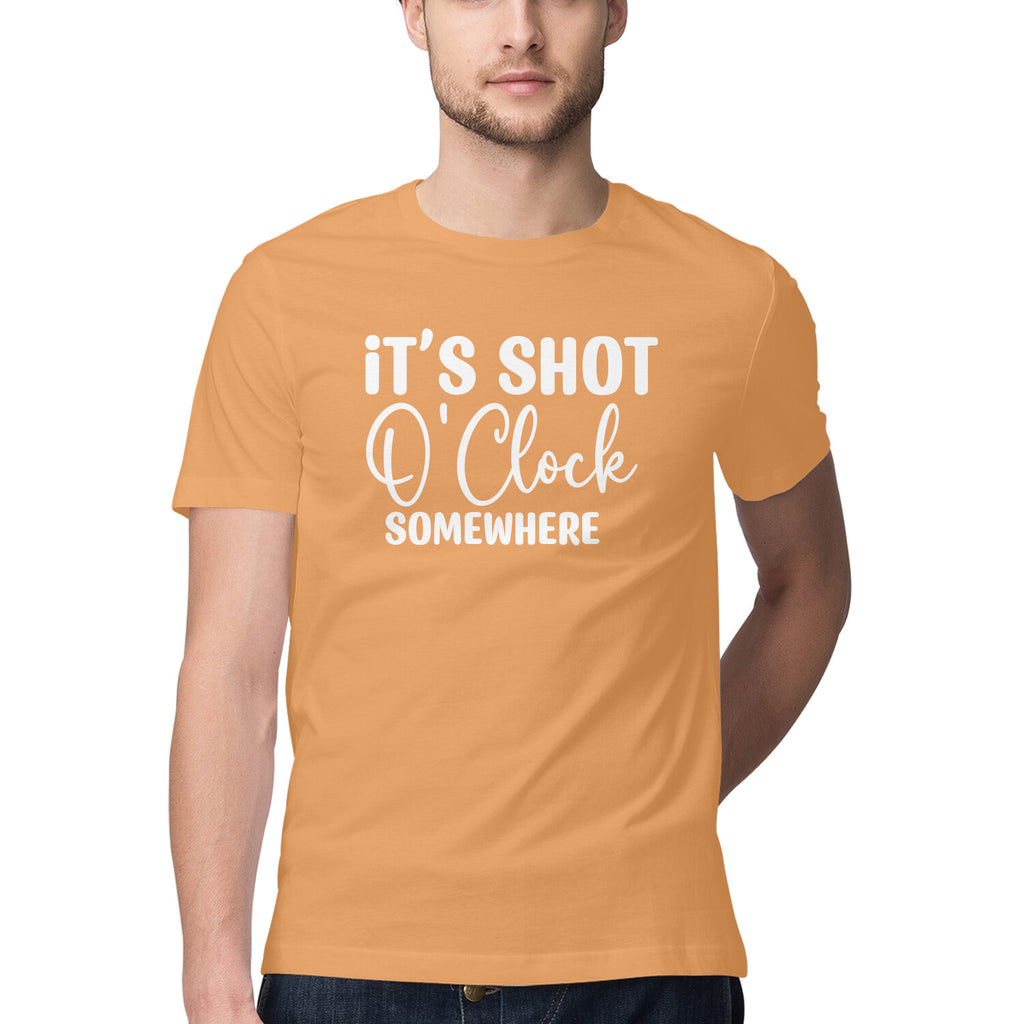 Men's It's Shot O' Clock Somewhere Design Printed T-Shirt