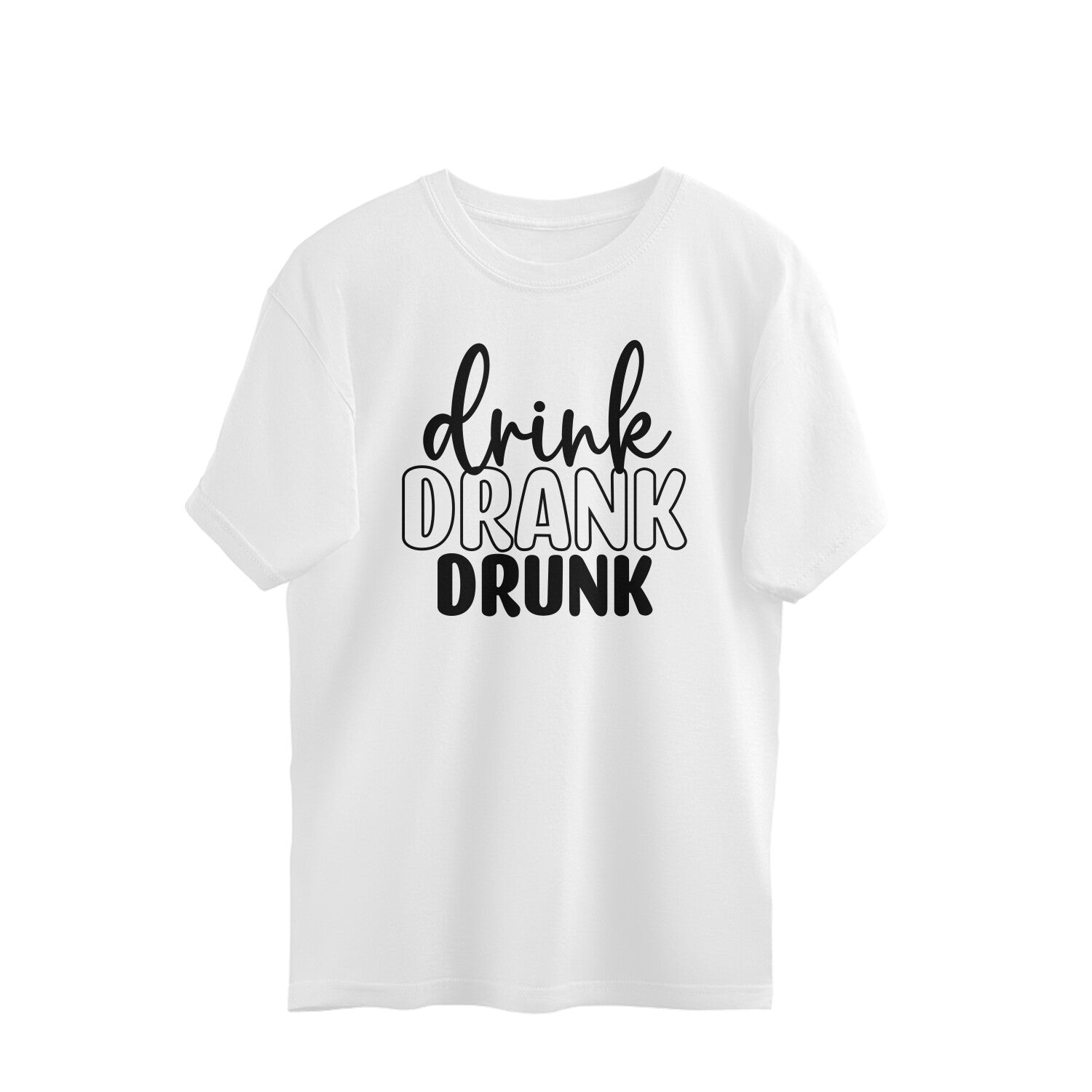 Men's Drink Drank Drunk Design Printed Oversized T-Shirt