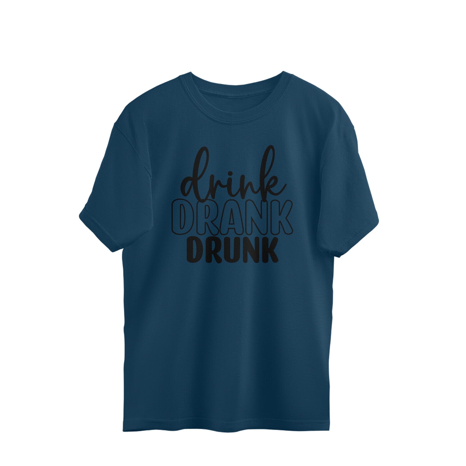 Men's Drink Drank Drunk Design Printed Oversized T-Shirt