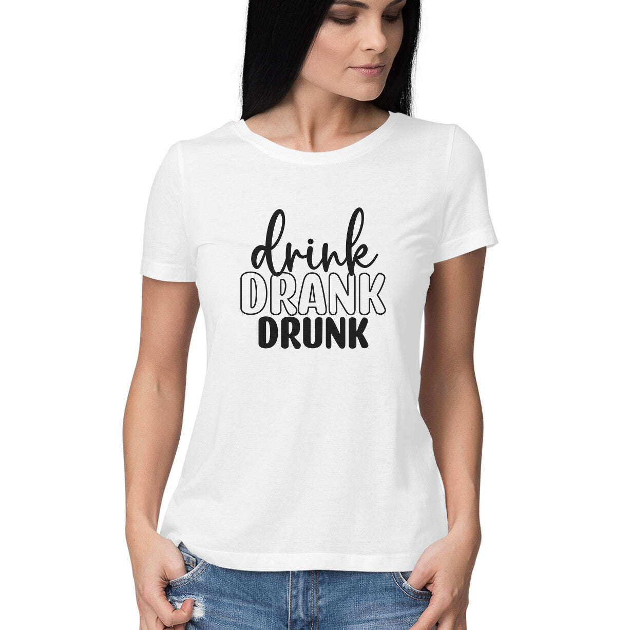 Women's Drink Drank Drunk Graphics Printed T-Shirt Secondary image