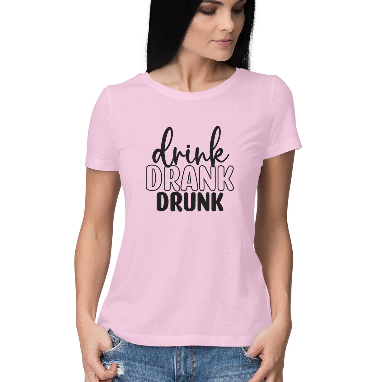 Women's Drink Drank Drunk Graphics Printed T-Shirt