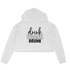 Women's Drink Drank Drunk Graphics Printed Crop Hoodies