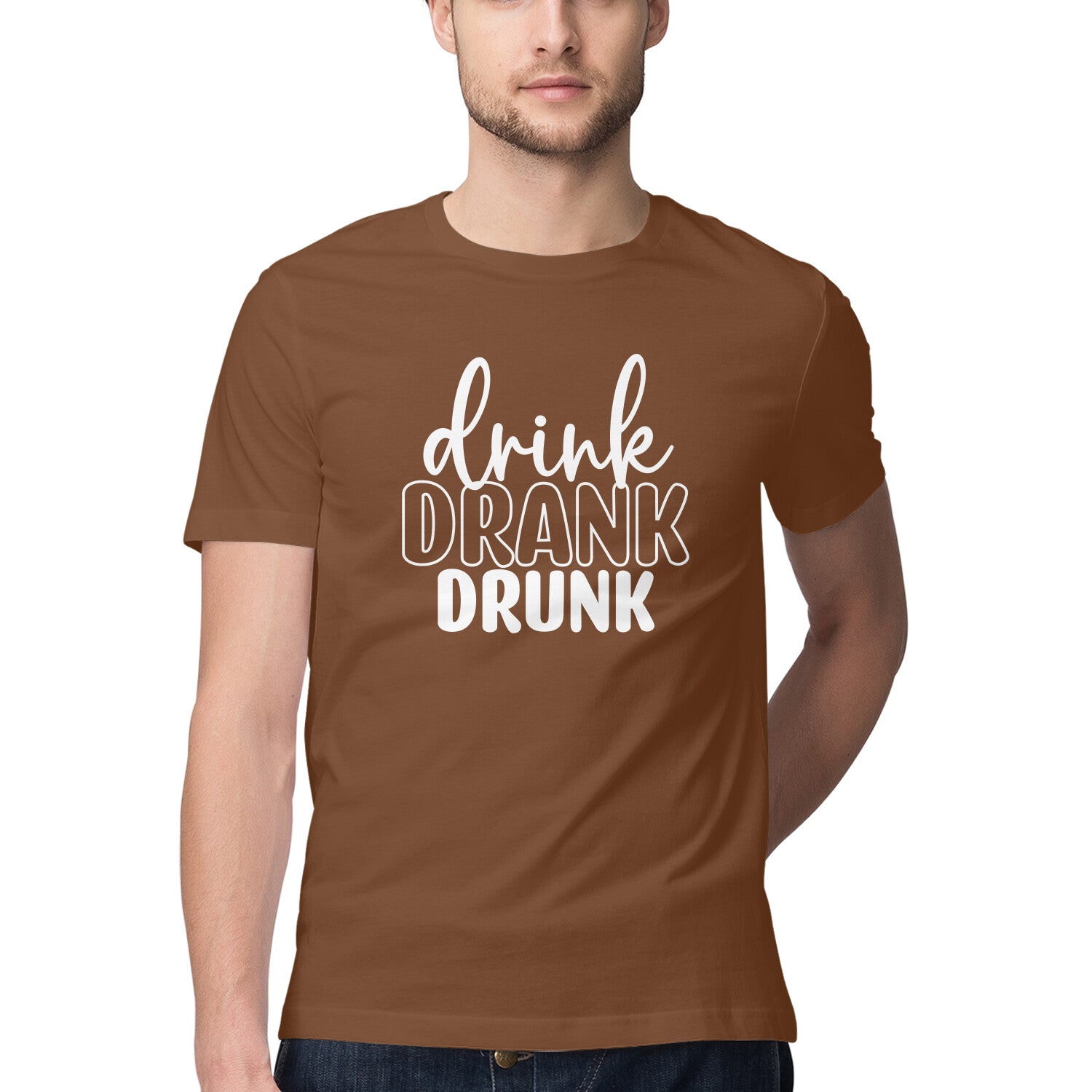 Men's Drink Drank Drunk Design Printed T-Shirt