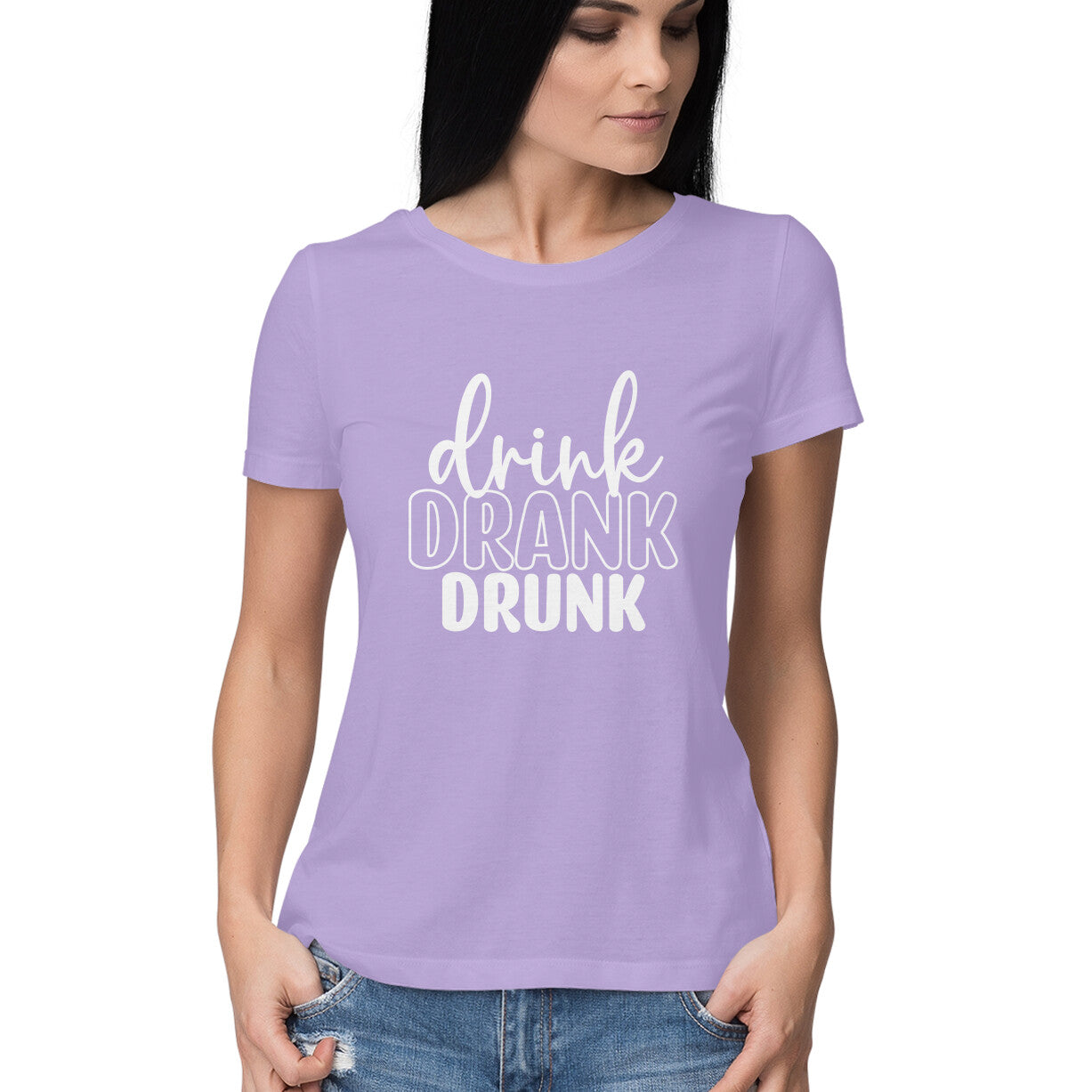 Women's Drink Drank Drunk Graphics Printed T-Shirt