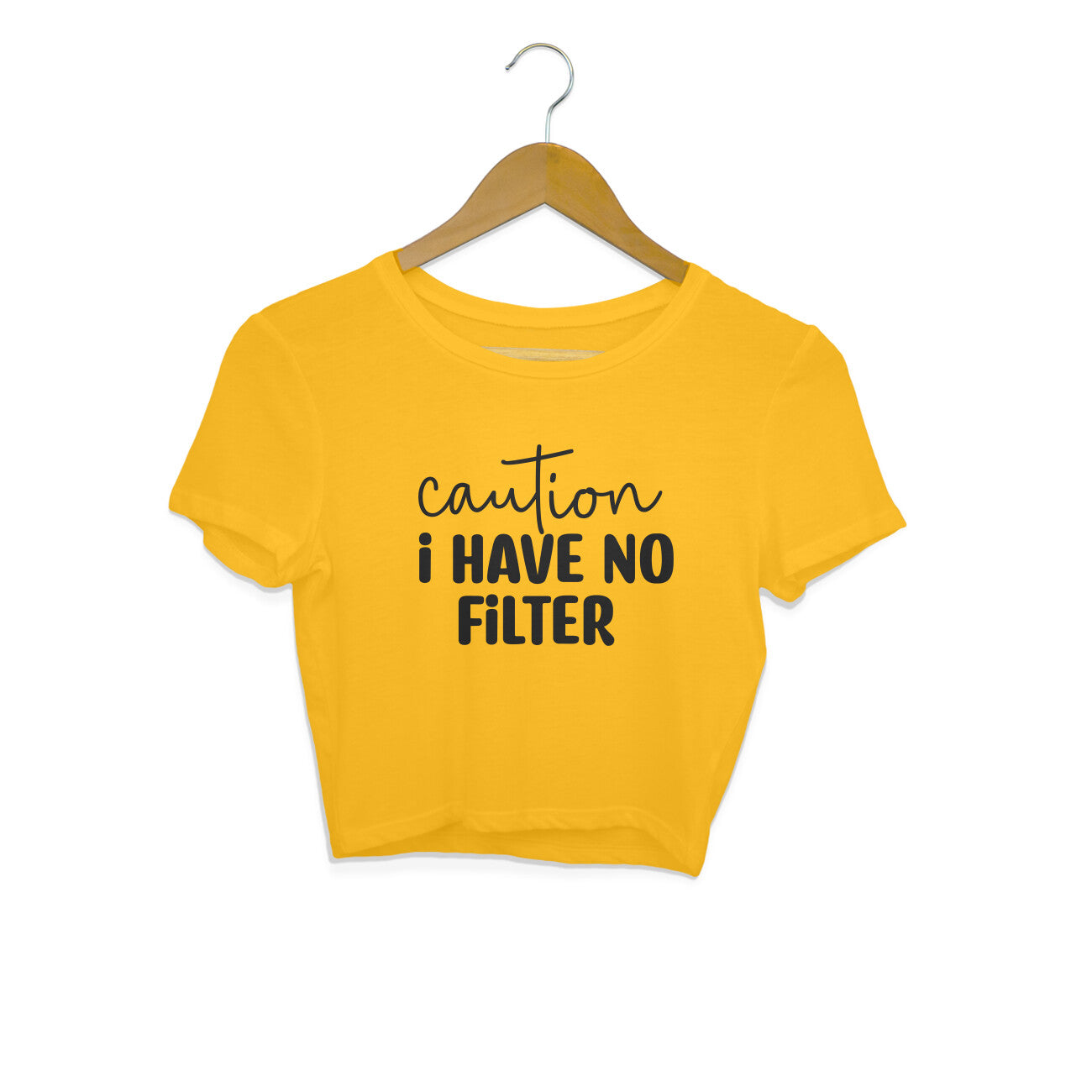 Women's Caution I Have No Filter Graphics Printed Crop Tops Secondary image
