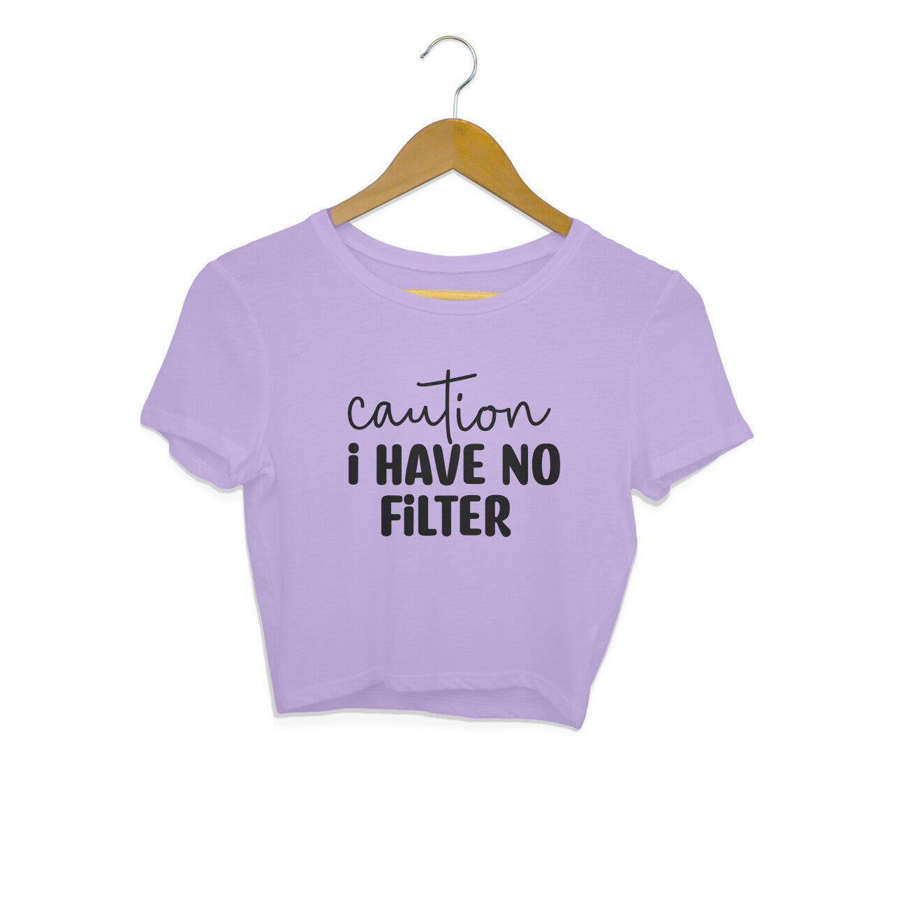 Women's Caution I Have No Filter Graphics Printed Crop Tops