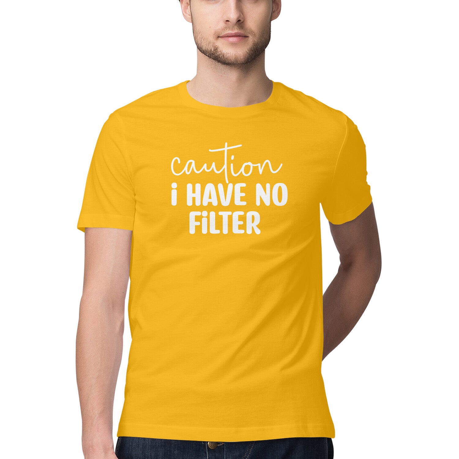 Men's Caution I Have No Filter Design Printed T-Shirt