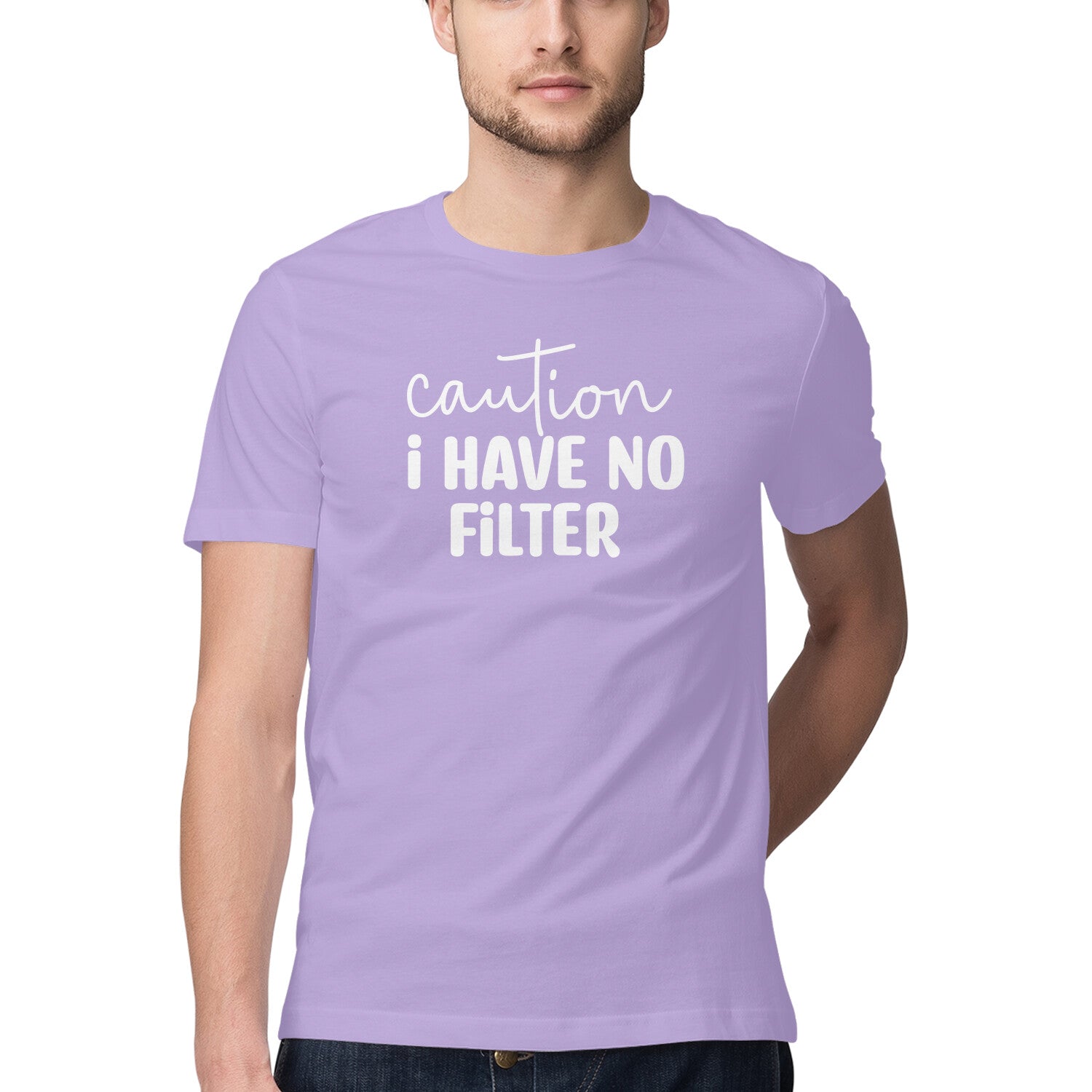 Men's Caution I Have No Filter Design Printed T-Shirt