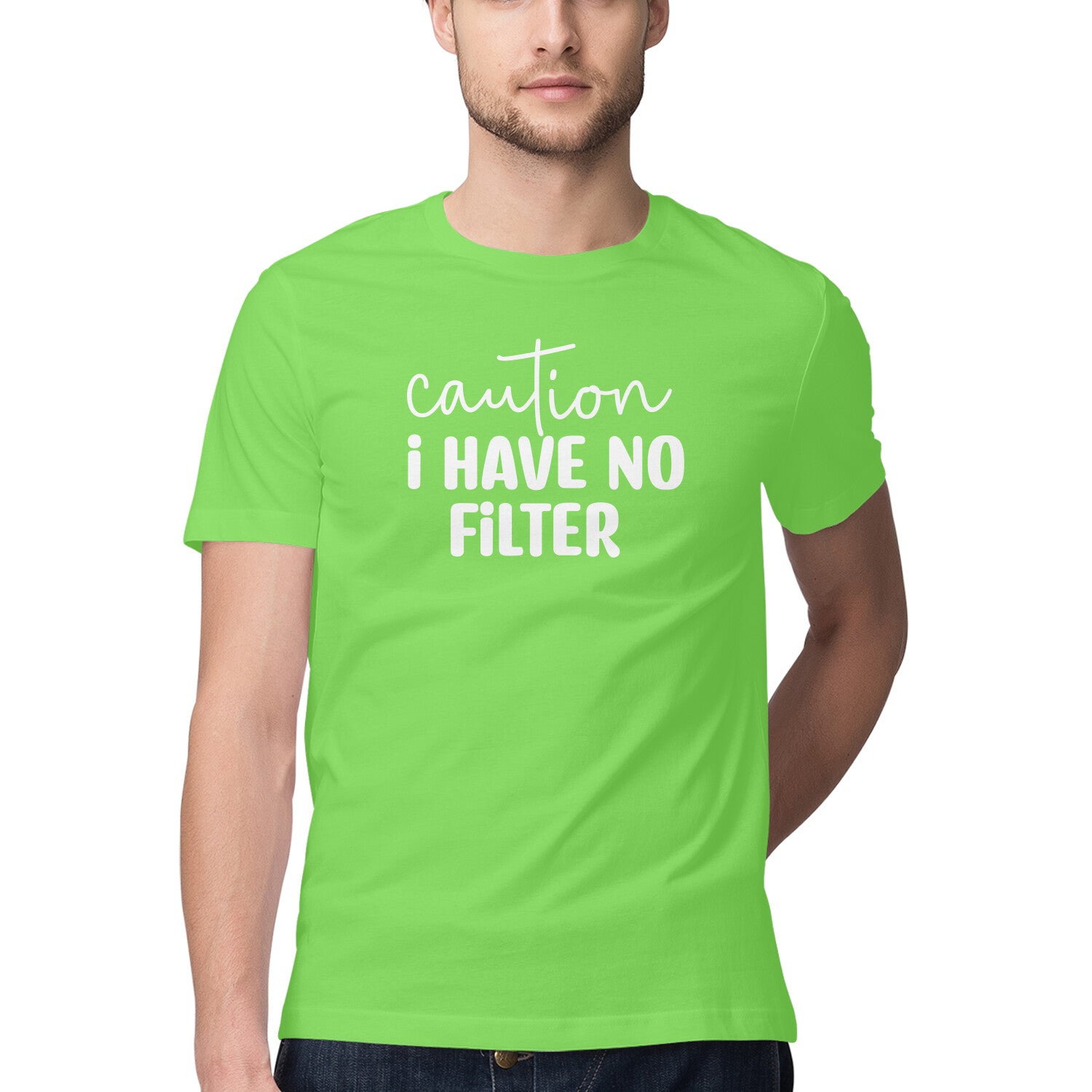 Men's Caution I Have No Filter Design Printed T-Shirt