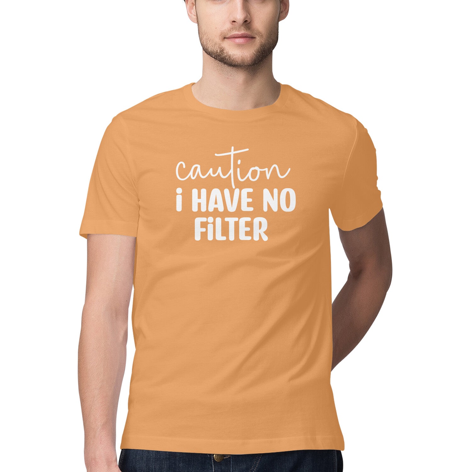 Men's Caution I Have No Filter Design Printed T-Shirt