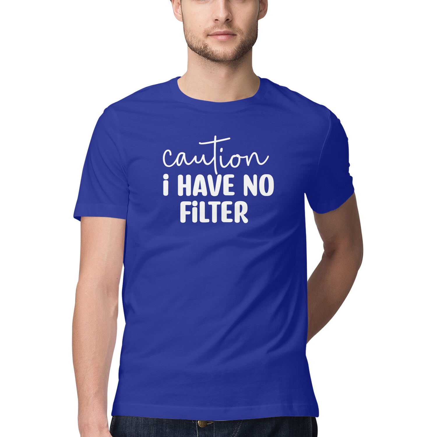 Men's Caution I Have No Filter Design Printed T-Shirt