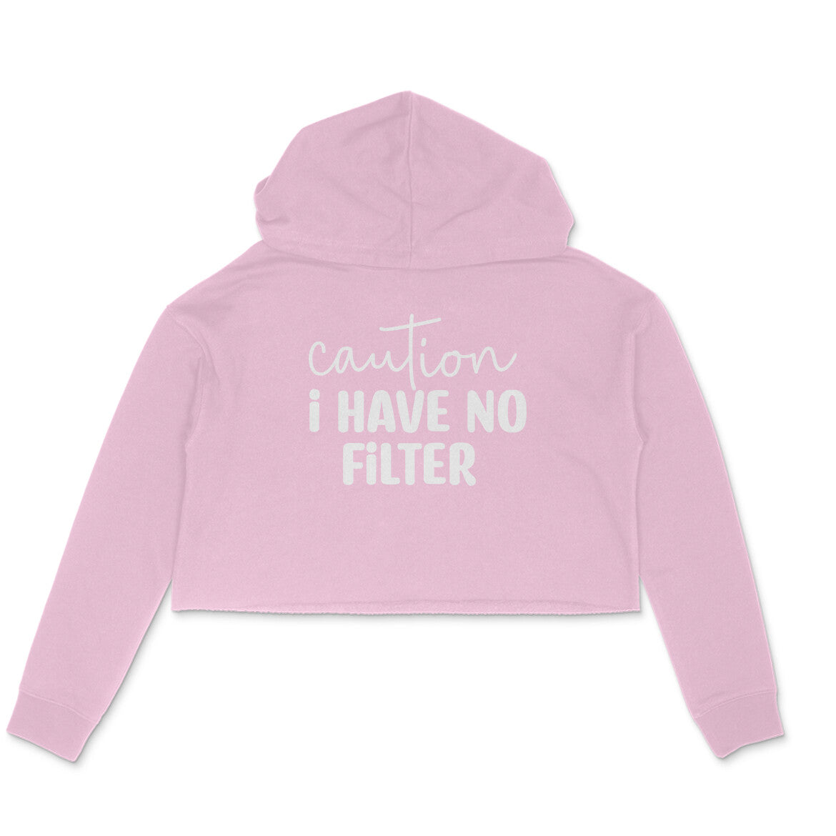 Women's Caution I Have No Filter Graphics Printed Crop Hoodies Secondary image