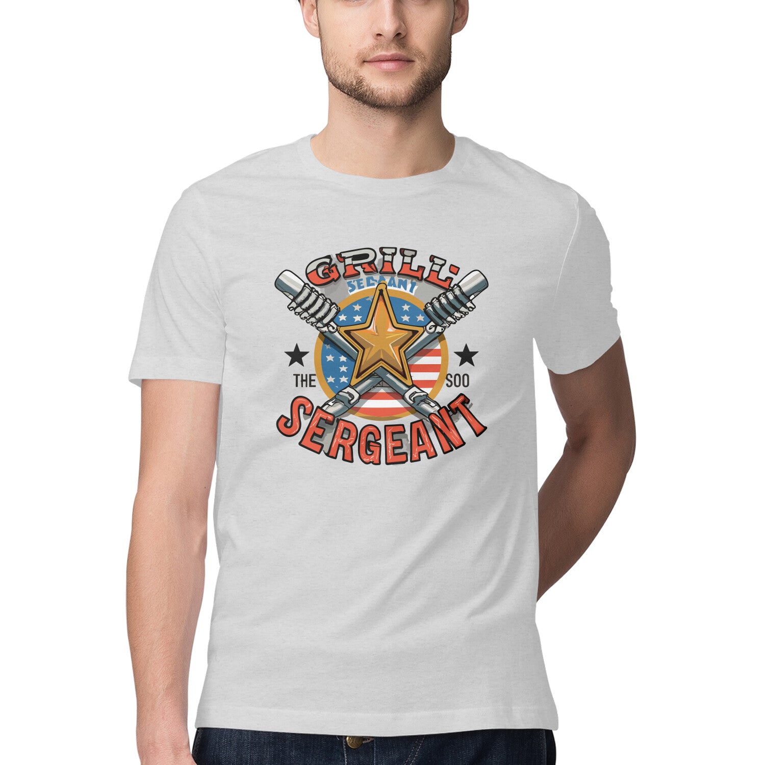 Men's Grill Sergeant Design Printed T-Shirt